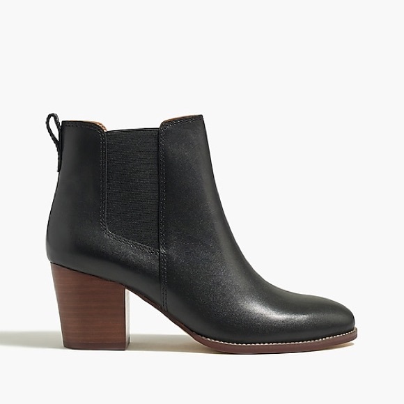 JCrew Factory Women 9.5 Black Rory leather heeled boots AR846 - Picture 2 of 5